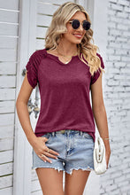 Load image into Gallery viewer, Ruched Notched Short Sleeve T-Shirt