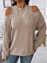 Load image into Gallery viewer, Round Neck Cold Shoulder Sweater