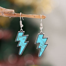 Load image into Gallery viewer, Artificial Turquoise Lightning Dangle Earrings