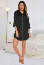 Load image into Gallery viewer, Button Up Collared Neck Night Dress with Pocket