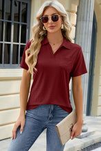 Load image into Gallery viewer, Pocketed Johnny Collar Short Sleeve Blouse