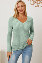 Load image into Gallery viewer, Basic Bae Full Size Ribbed V-Neck Long Sleeve T-Shirt