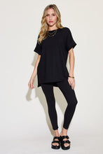 Load image into Gallery viewer, Zenana Plus Size Short Sleeve Slit T-Shirt and Leggings Lounge Set