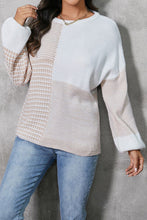 Load image into Gallery viewer, Color Block Tied Dropped Shoulder Sweater