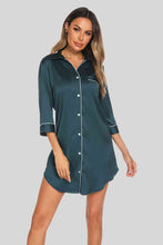 Load image into Gallery viewer, Button Up Collared Neck Night Dress with Pocket