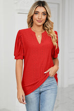 Load image into Gallery viewer, Eyelet Notched Short Sleeve T-Shirt