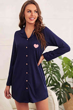 Load image into Gallery viewer, Heart Graphic Lapel Collar Night Shirt Dress