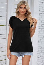 Load image into Gallery viewer, Ruched Notched Short Sleeve T-Shirt