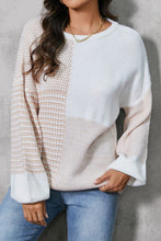 Load image into Gallery viewer, Color Block Tied Dropped Shoulder Sweater