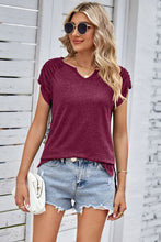 Load image into Gallery viewer, Ruched Notched Short Sleeve T-Shirt