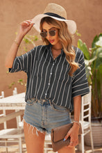 Load image into Gallery viewer, Striped Half Sleeve Collared Shirt