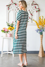 Load image into Gallery viewer, Striped V-Neck Short Sleeve Side Slit Dress