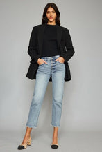 Load image into Gallery viewer, Kancan High Waist Button Fly Raw Hem Cropped Straight Jeans