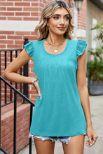 Load image into Gallery viewer, Ruffled Ruched Round Neck Tank