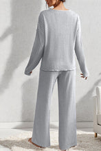 Load image into Gallery viewer, V-Neck Dropped Shoulder Top and Pants Set