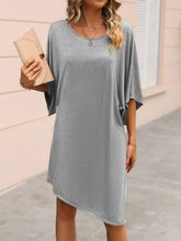 Load image into Gallery viewer, Round Neck Three-Quarter Sleeve Tee Dress