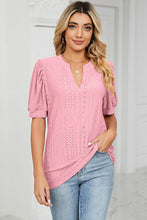 Load image into Gallery viewer, Eyelet Notched Short Sleeve T-Shirt