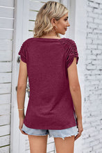 Load image into Gallery viewer, Ruched Notched Short Sleeve T-Shirt