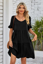 Load image into Gallery viewer, V-Neck Flounce Sleeve Tiered Dress