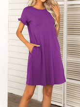 Load image into Gallery viewer, Round Neck Flounce Sleeve Dress with Pockets