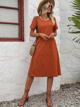 Load image into Gallery viewer, Round Neck Short Sleeve Dress with Pockets